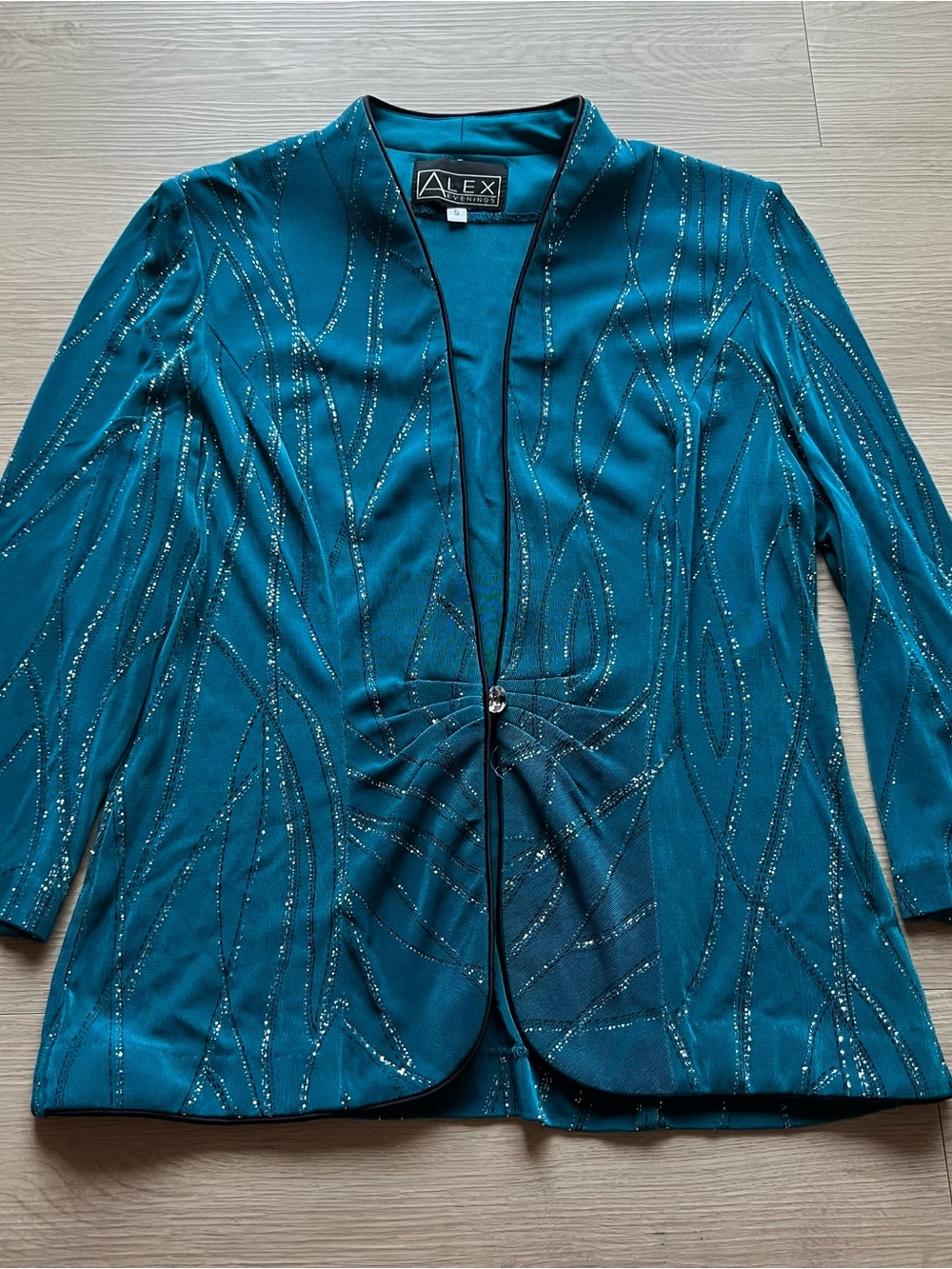 Alex Evenings Teal Top with Metallic Swirl